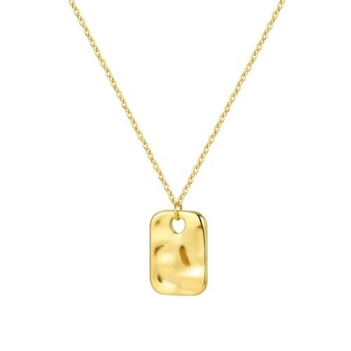 Aopulsi Gold Pendant Necklaces for Women, Gold Plated Pendant Necklace, Fashionable Hammered Pendant Necklaces Simple Multiple Shapes Necklace for Women Unique Gift (rectangle) | Amazon (US)