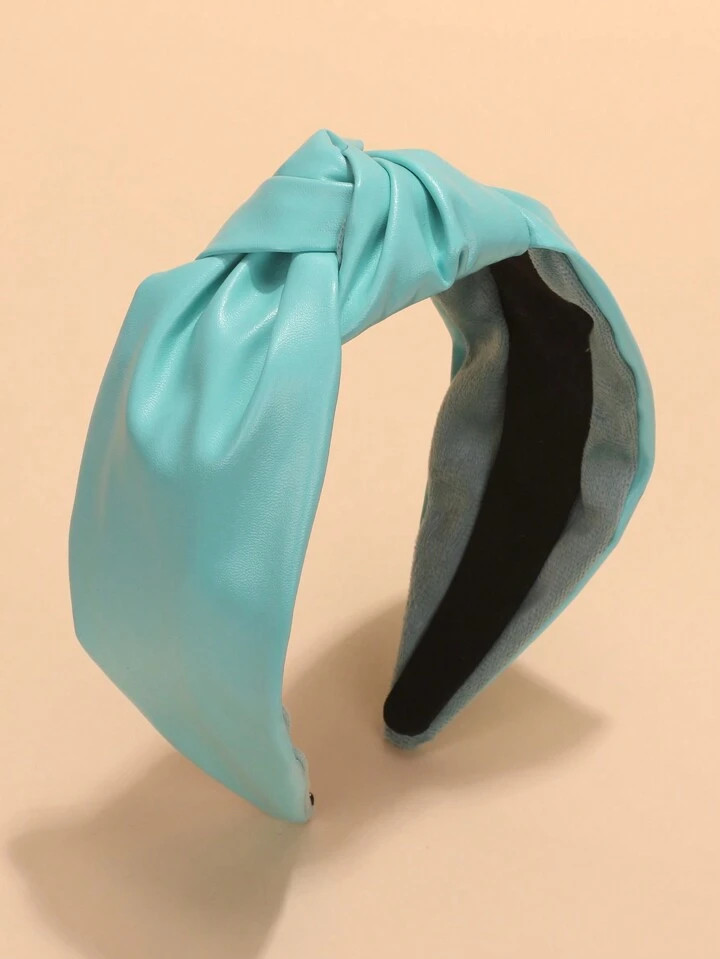 1pc Black Wide Fabric Headband For Women, Faux Leather Hair Band | SHEIN