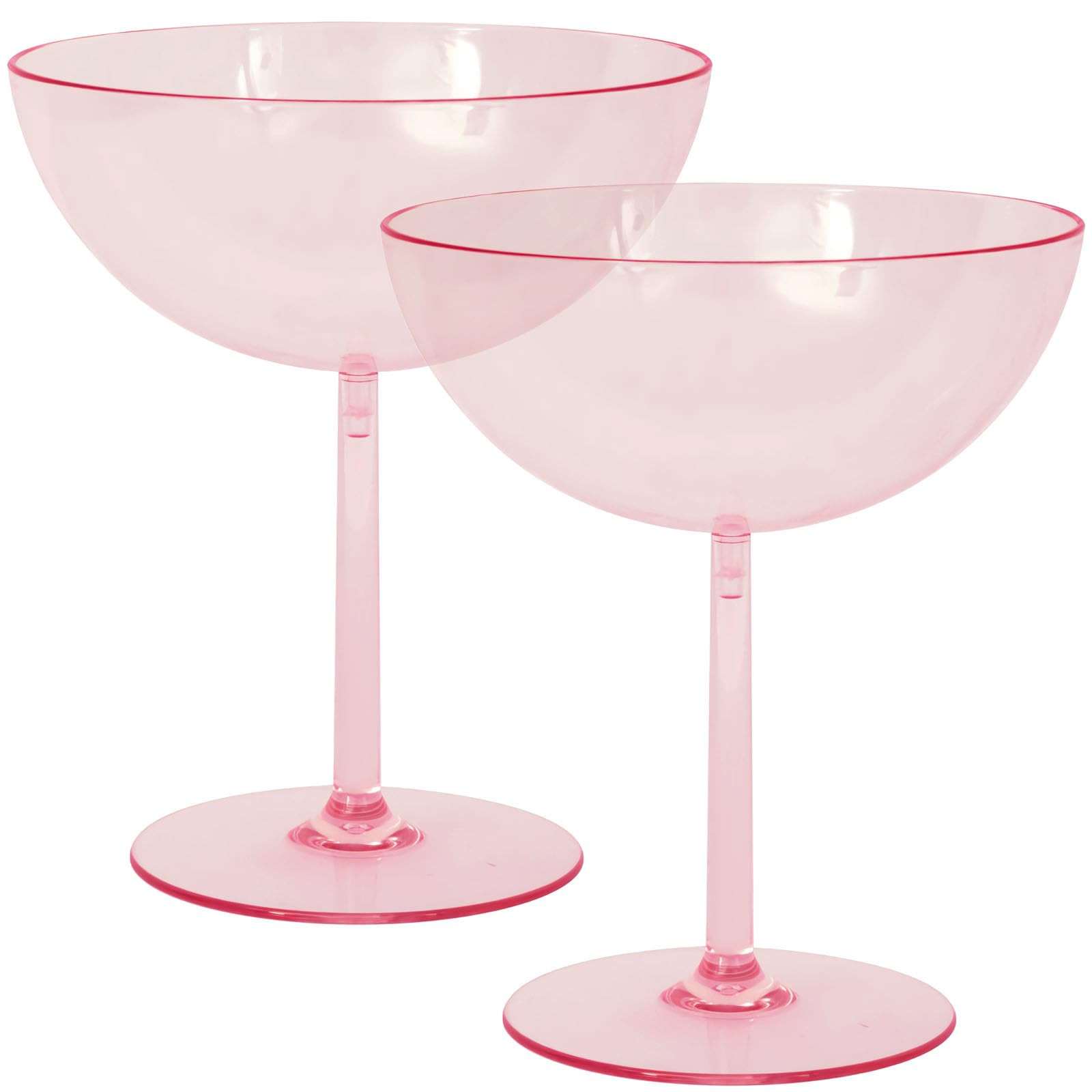 Unique Pink Coupe Plastic Glasses (2 Count) - Durable & Elegant Drinkware for Bridal Showers, Bac... | Amazon (US)