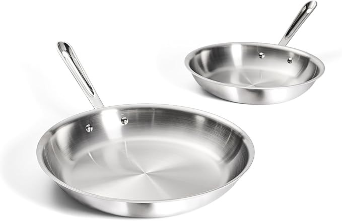 All-Clad D3 3-Ply Stainless Steel Fry Pan Set 2 Piece, 10, 12 Inch, Induction Oven Broiler Safe 6... | Amazon (US)