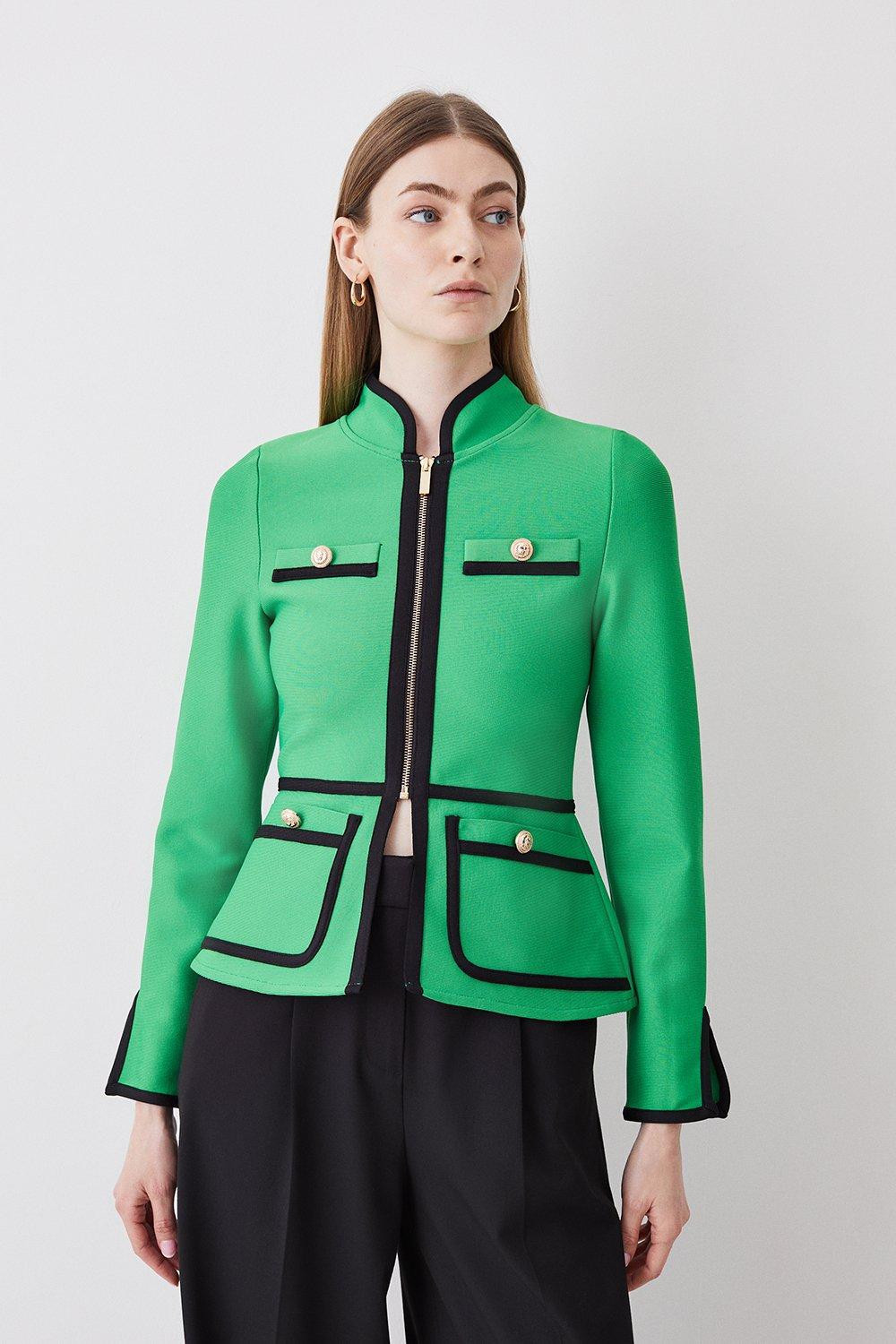 Contrast Piping Bandage Jacket | Karen Millen US
