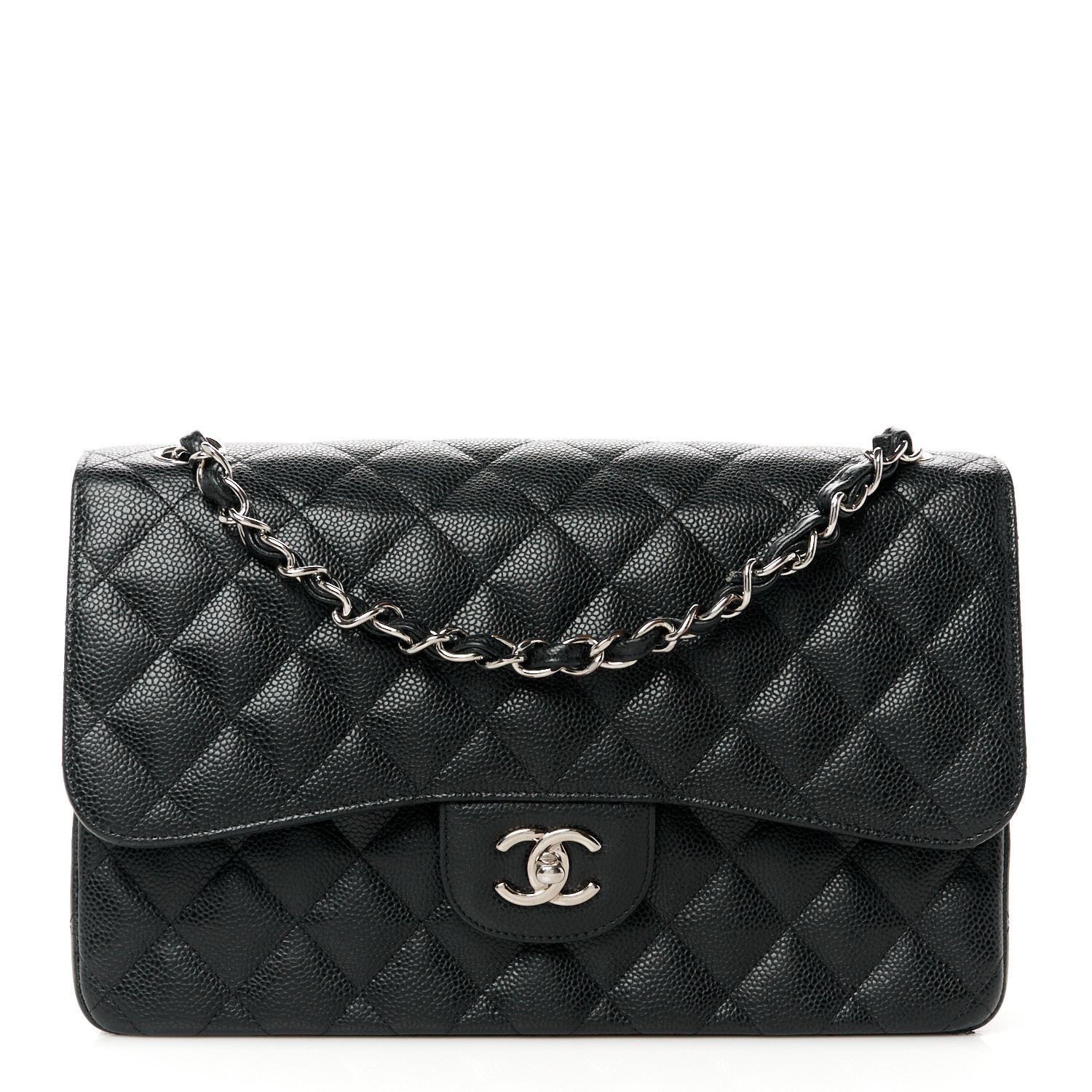 Caviar Quilted Jumbo Double Flap Black | FASHIONPHILE (US)