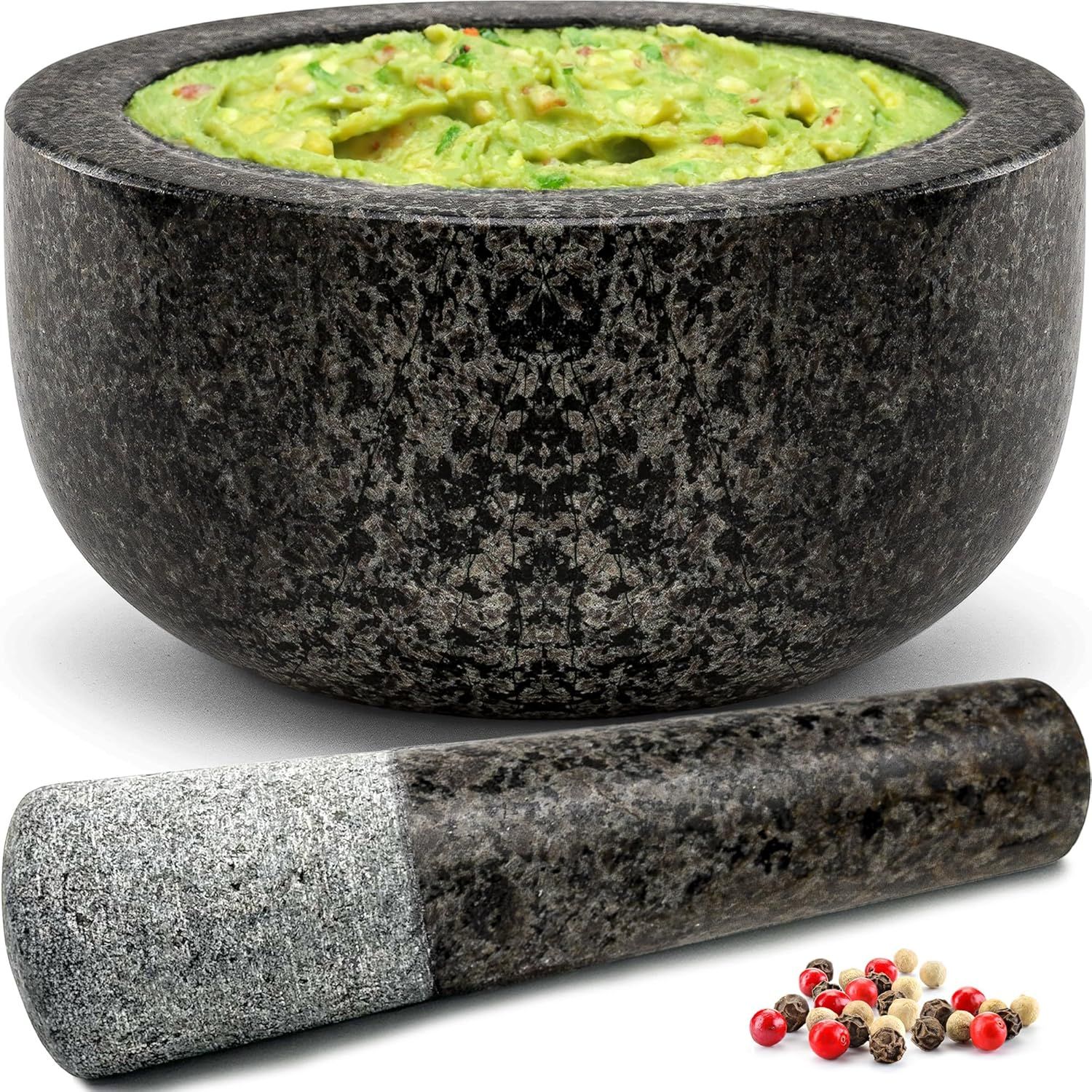 Heavy Duty Large Mortar and Pestle Set, 2 Cup 100% Granite, Non Slip and Non Scratch Base, Make F... | Amazon (US)