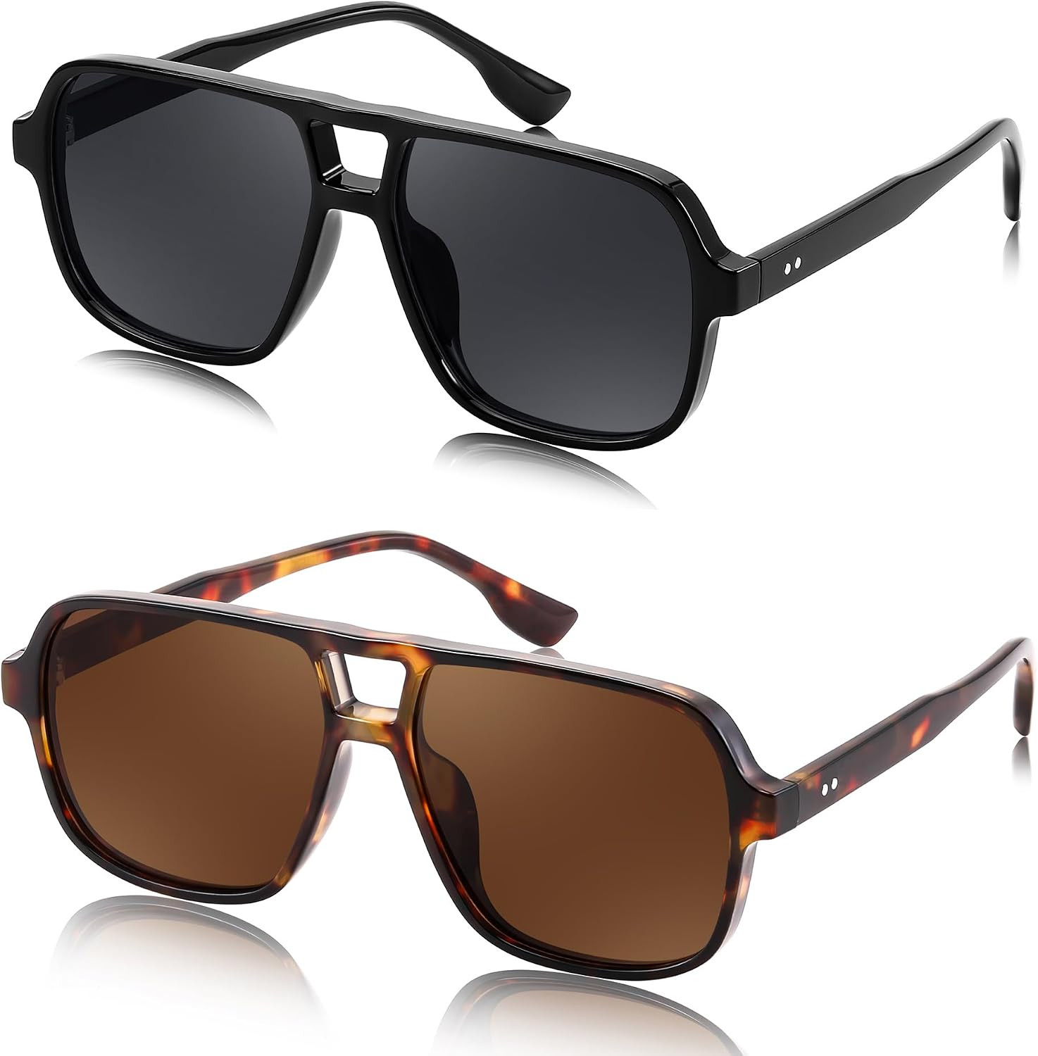 FEISEDY Retro Square Aviator Sunglasses Women Men 70s Vintage Trendy Plastic Frame Sun Glasses B4158 | Amazon (US)