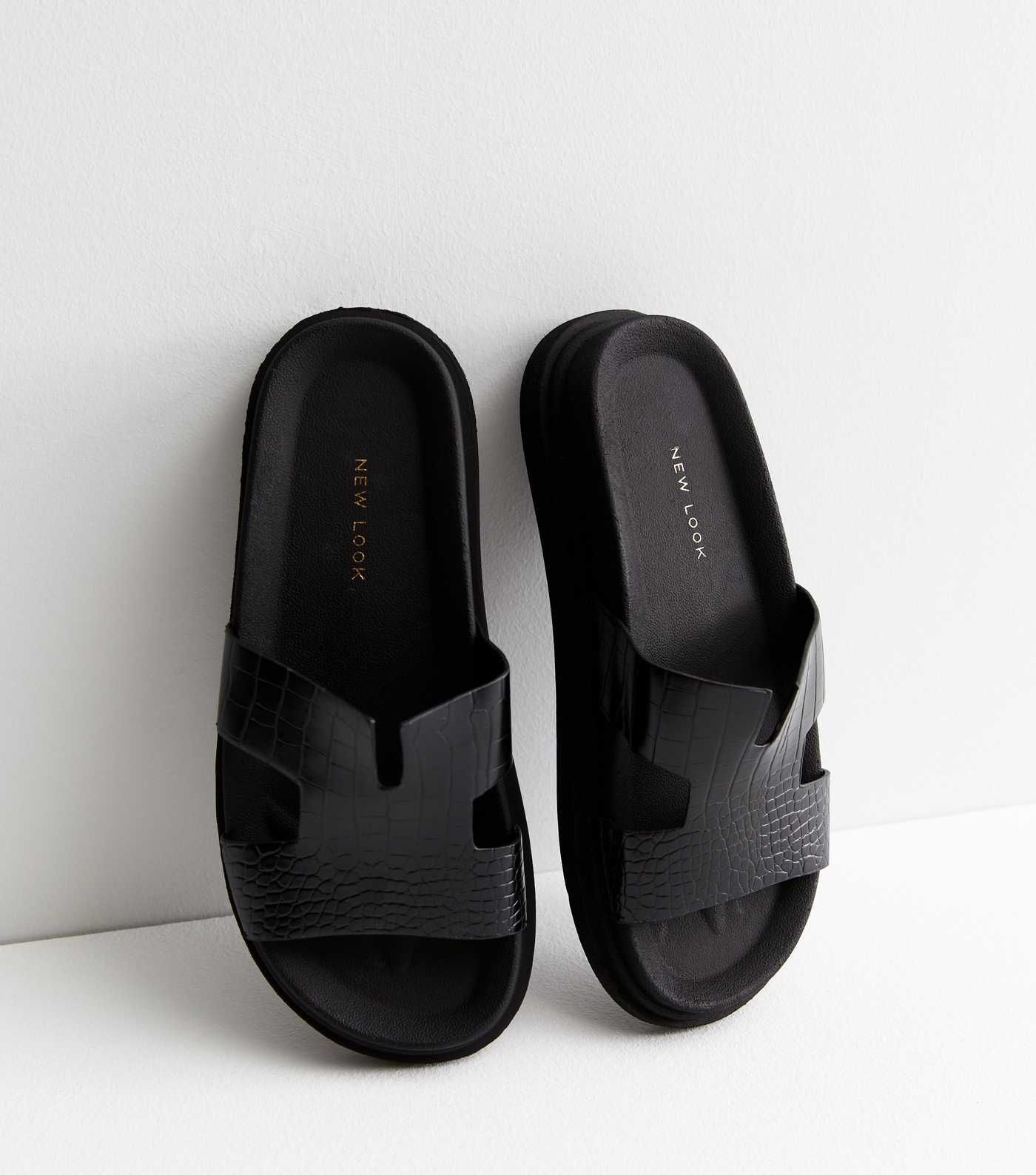 Black Faux Croc Chunky Mule Sliders
						
						Add to Saved Items
						Remove from Saved Items | New Look (UK)