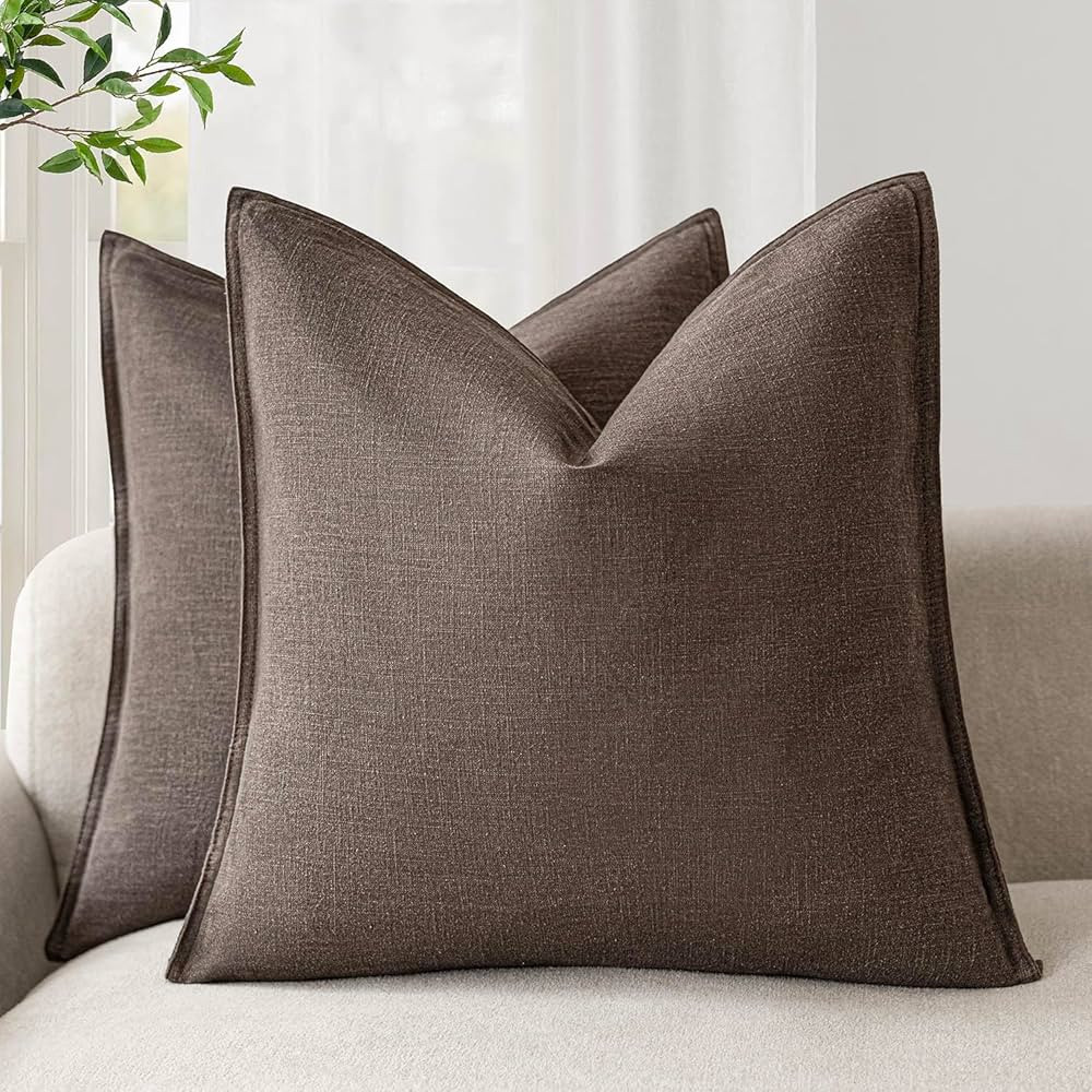 Foindtower Pack of 2, Decorative Linen Soild Throw Pillow Covers Soft Accent Cushion Case Boho Fa... | Amazon (US)
