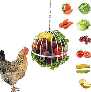 Hanging Chicken Feeder - 7.1 Inch Large Iron Chicken Veggie Treat Ball - Sturdy Chicken Treat Hol... | Amazon (US)