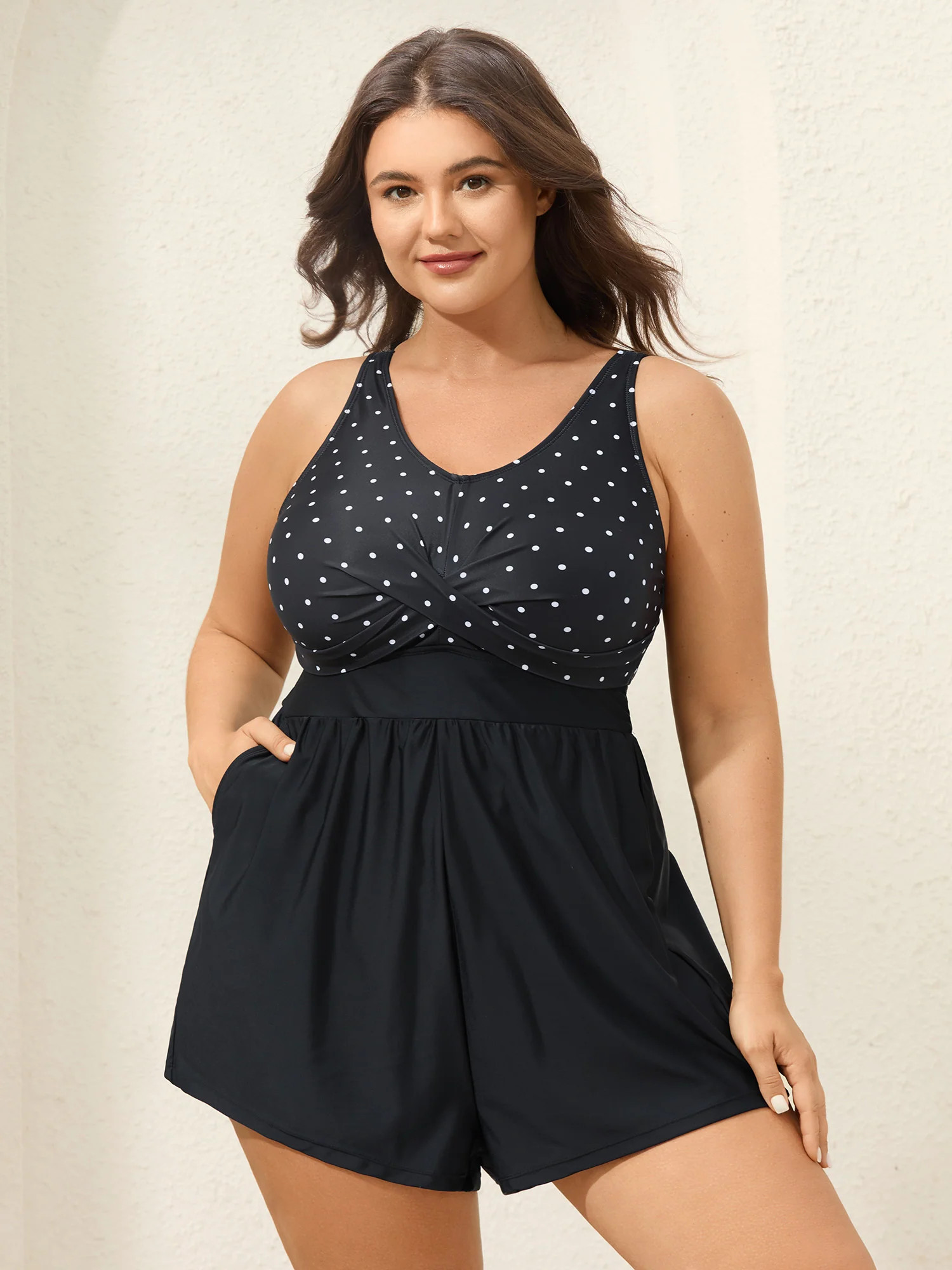 Polka Dots Twist One-Piece Swimsuit | Bloomchic