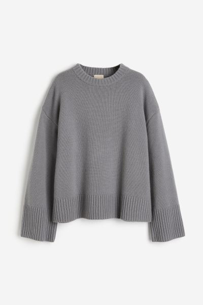 Oversized cashmere-blend jumper - Grey - Ladies | H&M GB | H&M (UK, MY, IN, SG, PH, TW, HK)