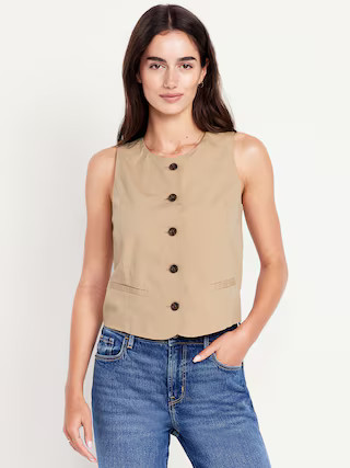 High-Neck Button-Down Vest | Old Navy (US)
