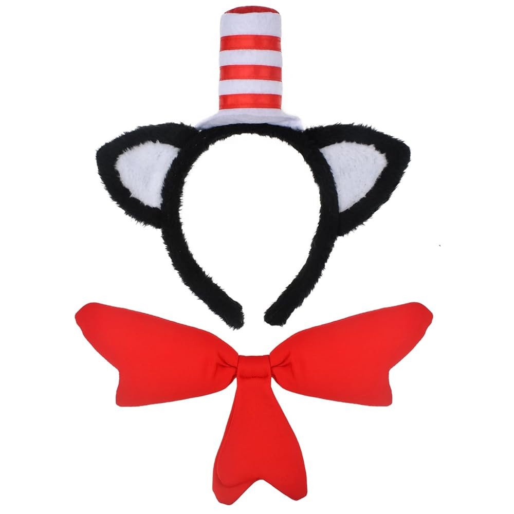 HODRME Cat Ears with Hat Headband and Bow Tie Set-Cat Costume Set in The Hat with Bow Tie Cosplay... | Amazon (US)