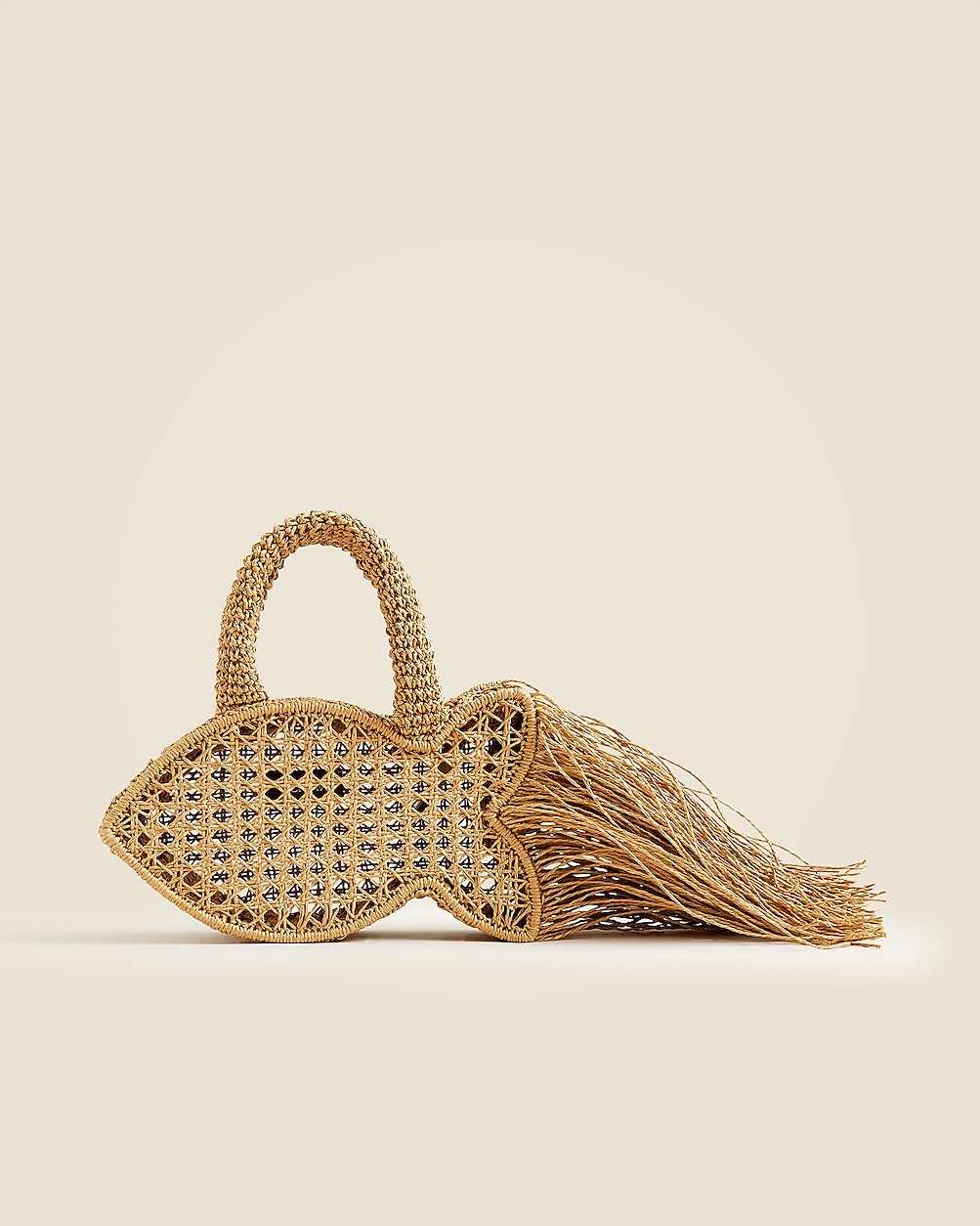 Handknotted raffia fish bag with straw fringe | J. Crew US