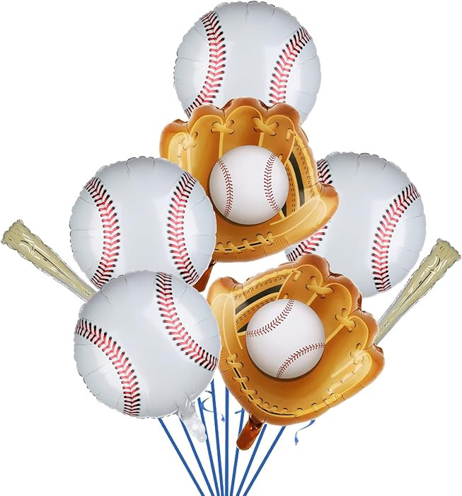 Baseball Foil Balloons Boy Birthday Party Supplies Decorations Glove Bat Round Baseball Theme Myl... | Amazon (US)