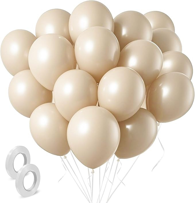 Cream Balloons 160 Pack 5 inch Latex Party Neutral Round Beige Sand White Balloons for Birthday W... | Amazon (US)