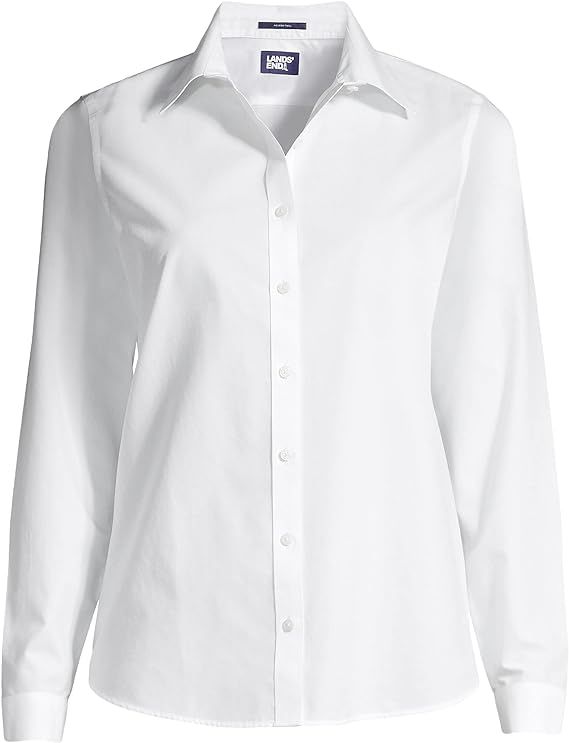 Lands' End Women's Wrinkle Free No Iron Button Front Shirt | Amazon (US)