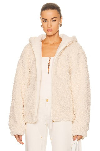 Helmut Lang Faux Shearling Jacket in Winter White | FWRD | FWRD 