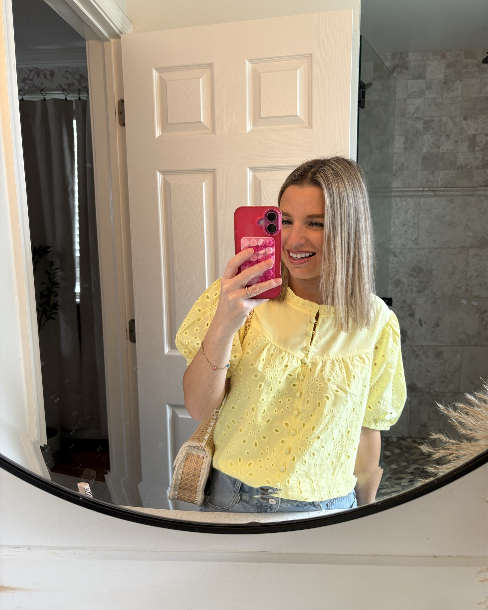 Butter yellow eyelet blouse! Cute work option!! 

#LTKWorkwear #LTKSaleAlert #LTKPetite