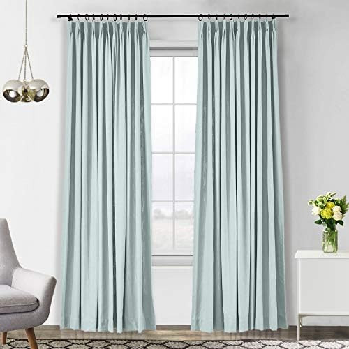 Drapifytex Linen Cotton Room Darkening Curtain, Living Room Darkening Curtain, Winter Sky, Pinch ... | Amazon (US)