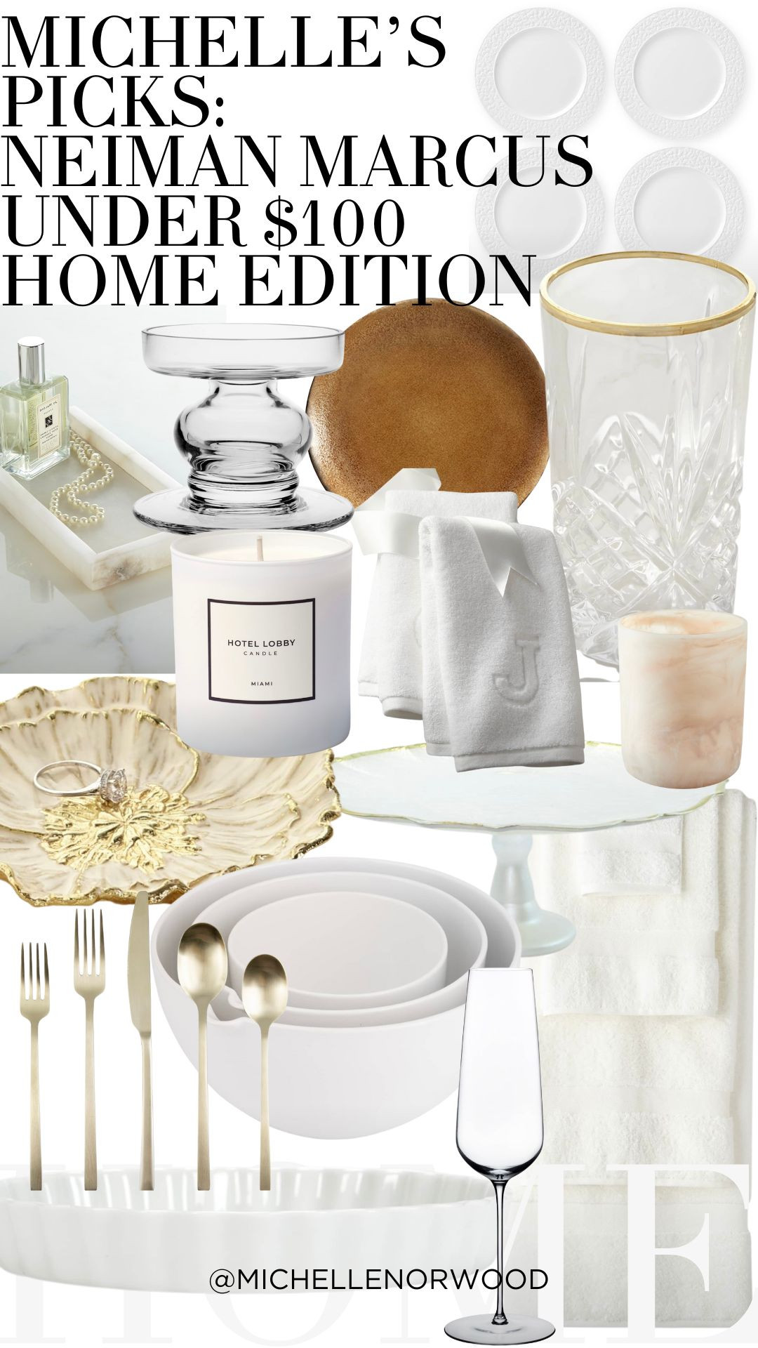 ✨ Transform your home with these stunning finds under $100 from Neiman Marcus! Here’s what’s in our must-have collection:

L'Objet Terra Bread & Butter Plate - Artisan-inspired elegance for your table.

Pillivuyt Round 9.25” Tart Dish - Classic French design for perfect pastries.

Vietri Baroque Glass Cake Stand - Exquisite glassware to showcase your desserts.

Matouk Lotus Towel - Luxurious softness and absorbency in vibrant hues.

Matouk Auberge Monogrammed Face Cloth - Personalize your space with this chic touch.

Matouk Auberge Monogrammed Fingertip Towel - Stylish and functional for every bathroom.

William Yeoward Crystal Large Glass Decorative Accent - A shimmering centerpiece that catches the eye.

Kassatex Luna Wastebasket - Modern elegance meets everyday utility.

Kassatex Alabaster Bath Tray - Sophisticated organization for your essentials.

Nambe Duets Nesting Mixing Bowls - Sleek and versatile for any culinary task.

Kate Spade New York Blossom Lane Dinner Plate Set - Playful floral design to brighten your table.

Cambridge Beacon Champagne Satin 20 Piece Flatware Set - Timeless elegance for every occasion.

Michael Aram Anemone Catch All - Artistic storage for your small treasures.

Hotel Lobby Miami Candle - Captivating fragrance that brings luxury home.

Nude Champagne Stemware - Modern sophistication for your bubbly.

Godinger Dublin Gold Highballs Set of 4 - Stunning glassware that elevates your cocktail hour.

Explore these chic additions and give your home the style it deserves! 🏡💖 

#HomeDecor #NeimanMarcus #Under100 #StyleYourSpace

#LTKGiftGuide #LTKHoliday #LTKHome
