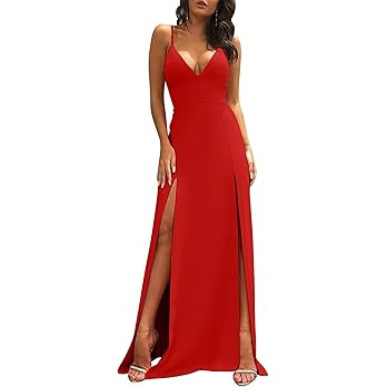 TOB Women's Sexy Sleeveless Spaghetti Strap Backless Split Cocktail Long Dress | Amazon (US)