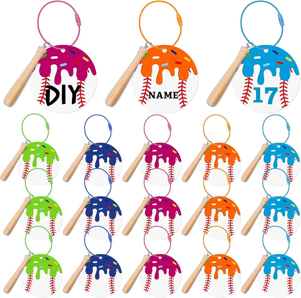 15 Set Ice Cream Baseball Keychain with Mini Wooden Bat, Back to School Gifts Acrylic Luggage Bac... | Amazon (US)
