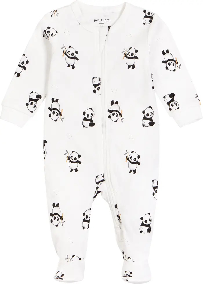 Petit Lem Panda Print Organic Cotton Footie | Nordstrom | Nordstrom
