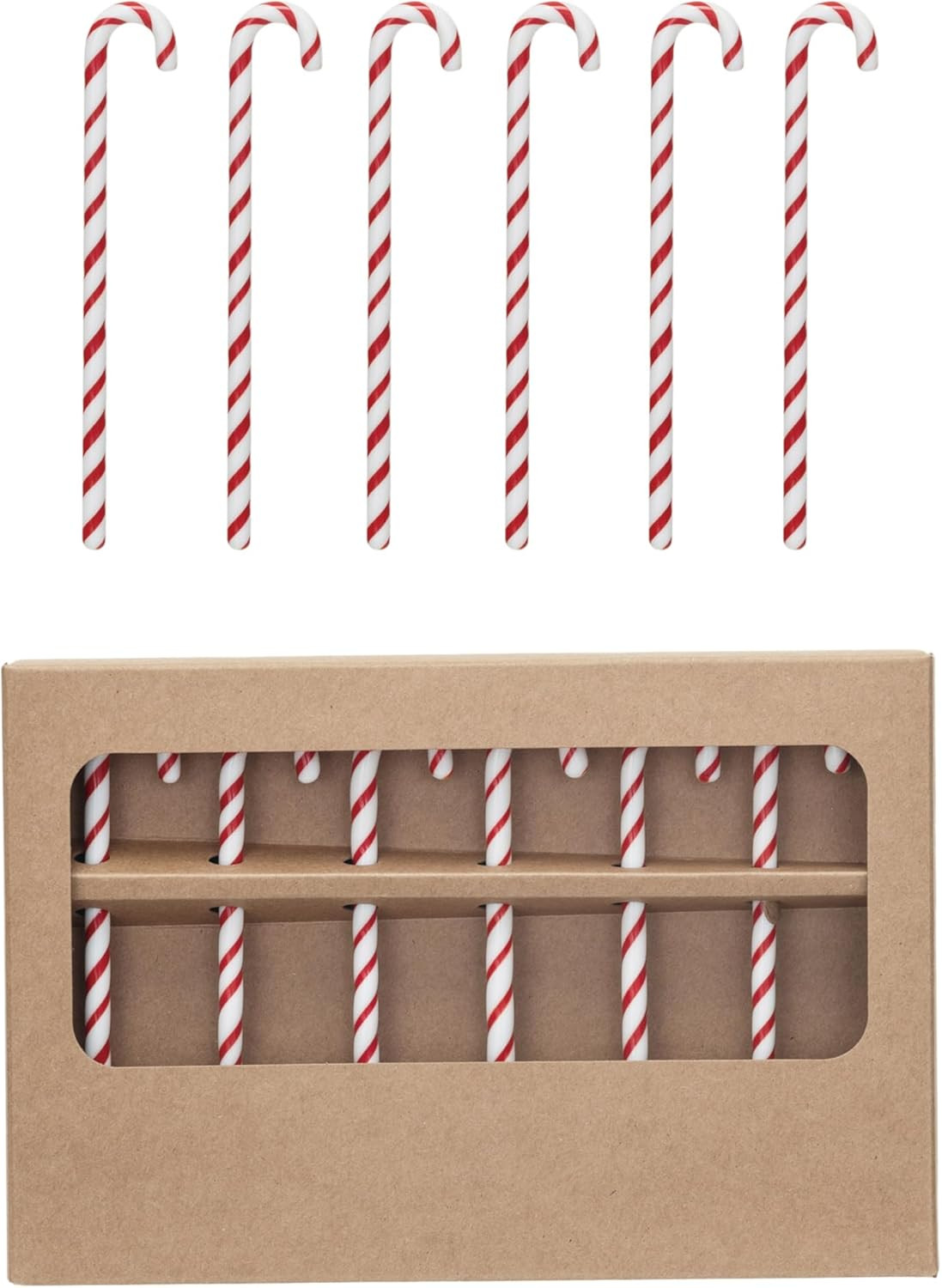 Creative Co-Op Glass Candy Cane Shaped Stir Sticks, Red and White, Set of 6 | Amazon (US)