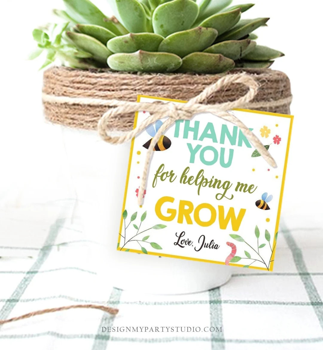 Editable Teacher Appreciation Tag Thank You for Helping Me Grow Succulent Thank You Cactus Plant ... | Etsy (US)