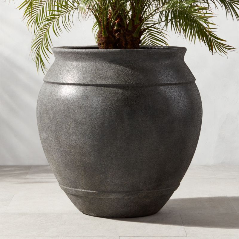 Belly Modern Grey Stone Outdoor Planter XXL + Reviews | CB2 | CB2