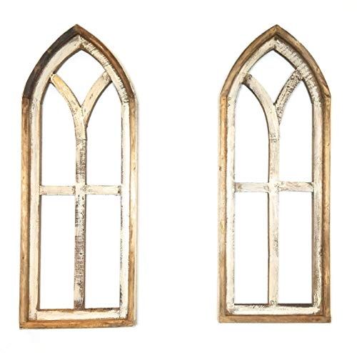 Farmhouse Wooden Wall Windows Ivory Point Medium 32" Arches Set of 2 - Rustic Cathedral Wood Wind... | Amazon (US)