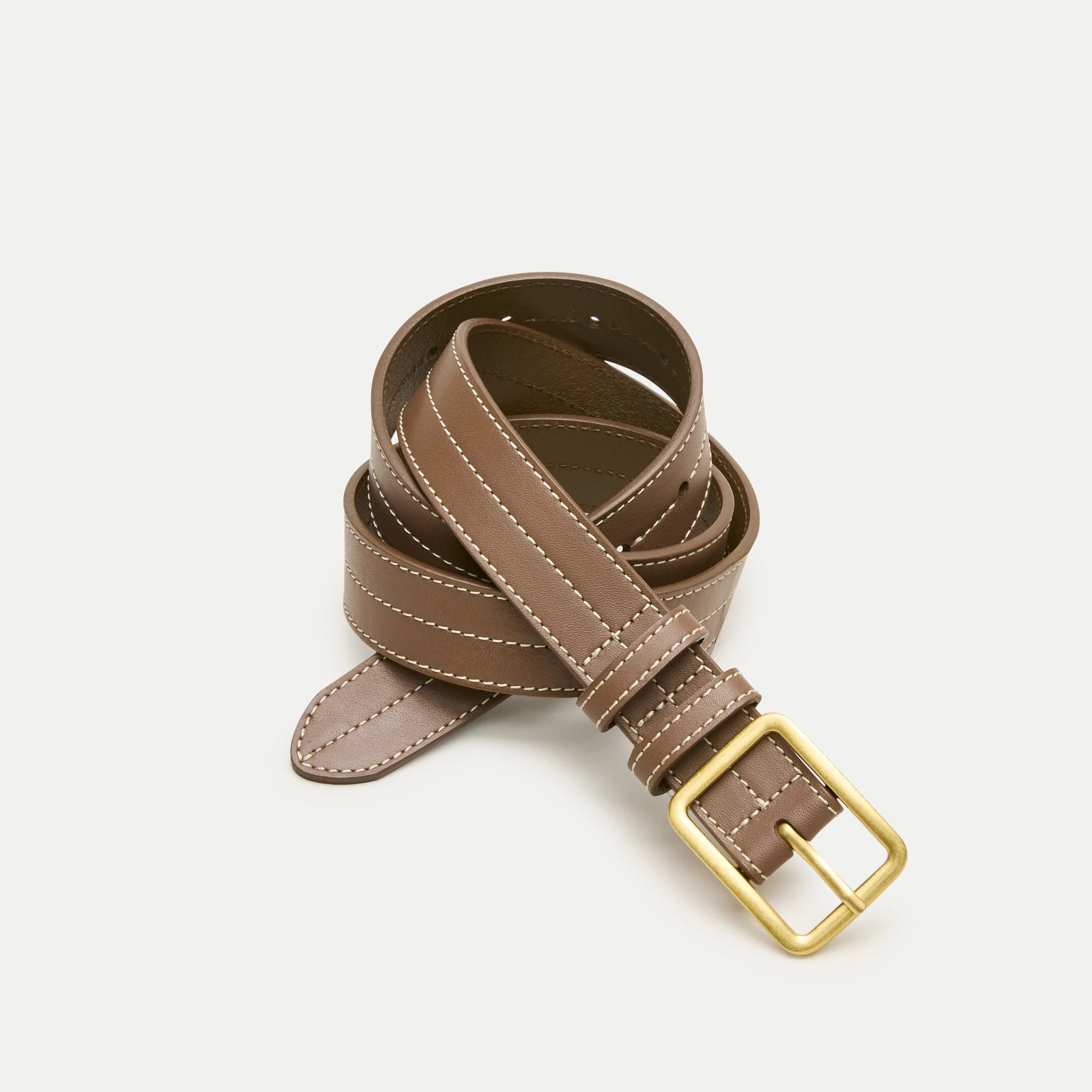 Topstitched mid belt in leather | J. Crew US