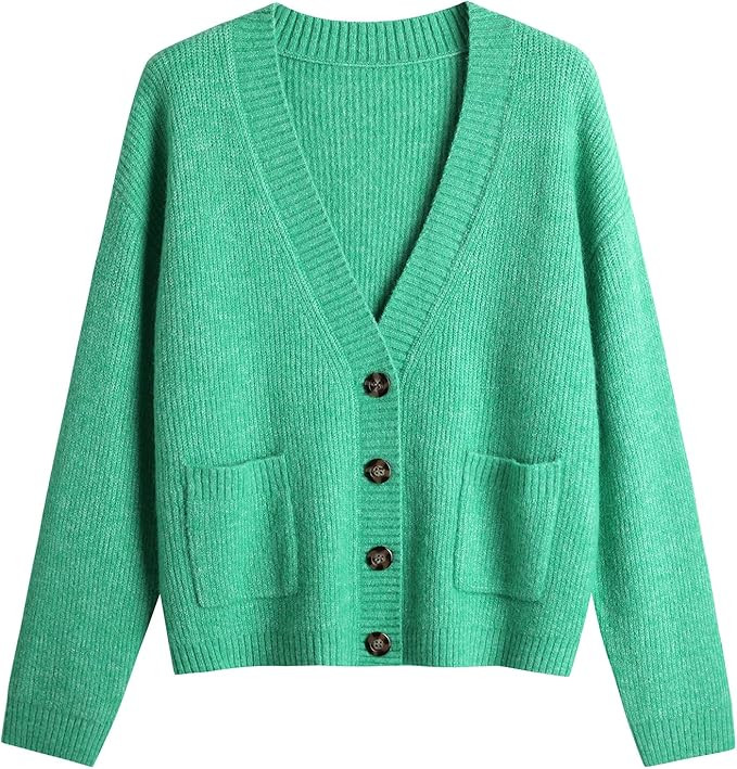 Women's Knit Cardigans Open Front Long Sleeve V Neck Button Down Loose Cardigan Sweaters Cable Kn... | Amazon (US)