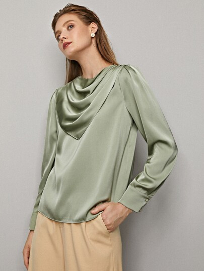 MOTF PREMIUM SATIN COWL NECK TOP | SHEIN