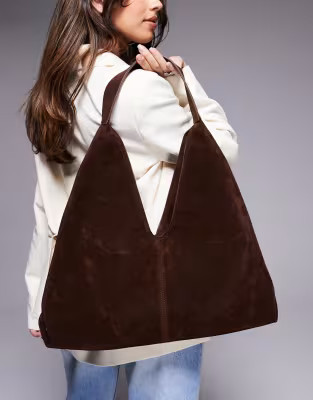 Simmi London Isla large faux suede shoulder bag in brown | ASOS | ASOS (Global)