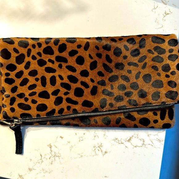 Clare v leopard clutch. Barely used in mint condition | Poshmark