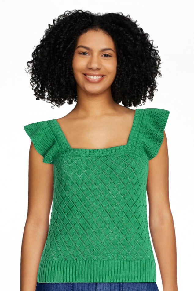 Free Assembly Women's and Women's Plus Square Neck Cotton Sweater with Flutter Sleeves, Sizes XS-... | Walmart (US)