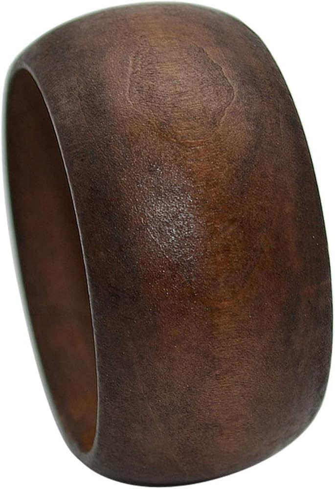 COLORFUL BLING Natural Wooden Chunky Wide Bangle Handmade Ethnic Carved Flower Statement Wrap Bra... | Amazon (US)
