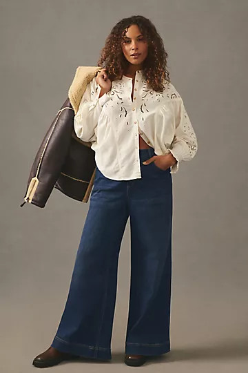 Pilcro Structured Eyelet Blouse | Anthropologie (US)