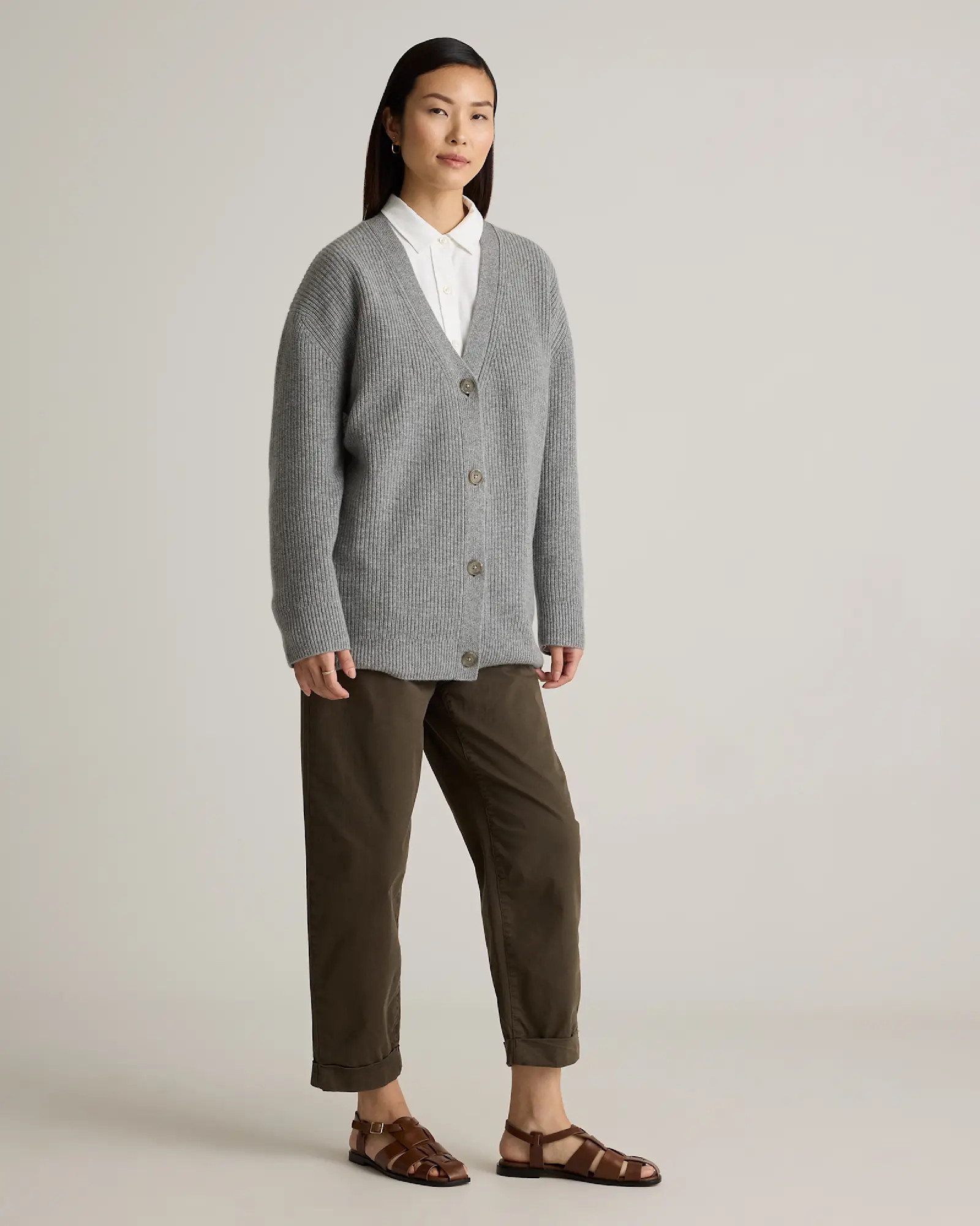 Mongolian Cashmere Oversized Boyfriend Cardigan Sweater | Quince