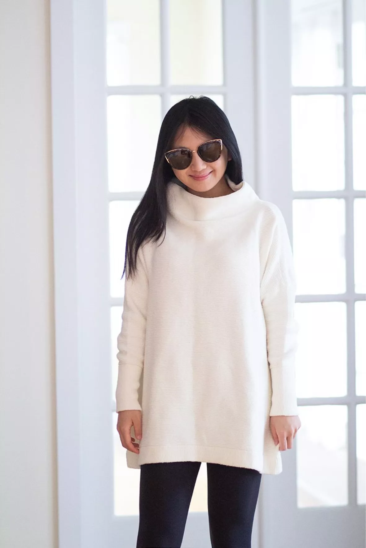 Cream Slouchy Roll Neck … curated on LTK  Cream leggings, White leggings  outfit, Cream boots outfit