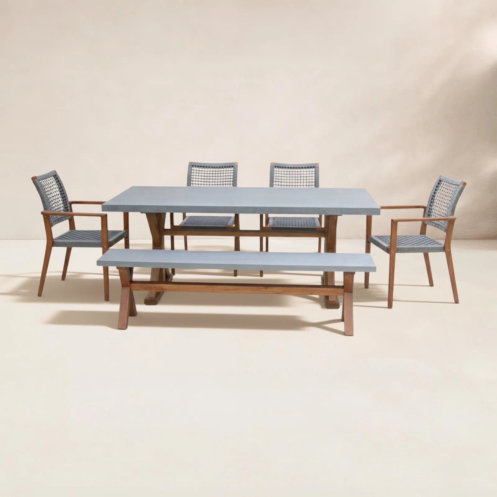 Fleur 74'' Rectangular 7 - Person Outdoor Dining Set | Birch Lane