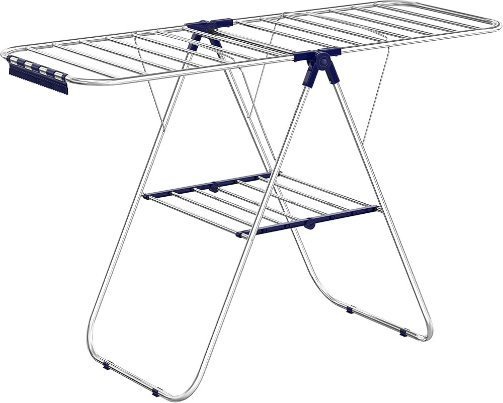 SONGMICS Clothes Drying Rack, with Bonus Sock Clips, Stainless Steel Gullwing Space-Saving Laundr... | Amazon (US)