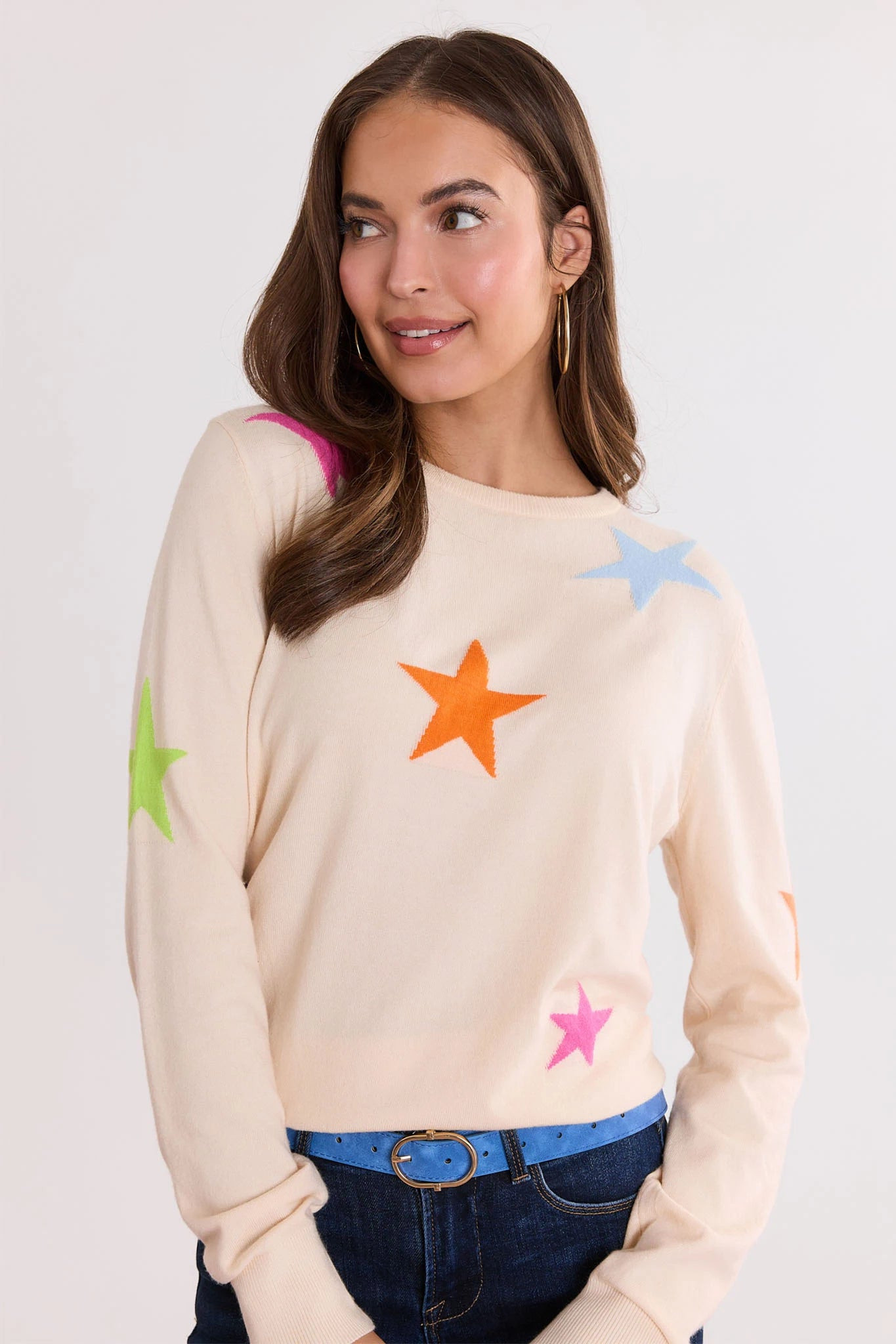 Luna Cream Star Knit Sweater | Avara