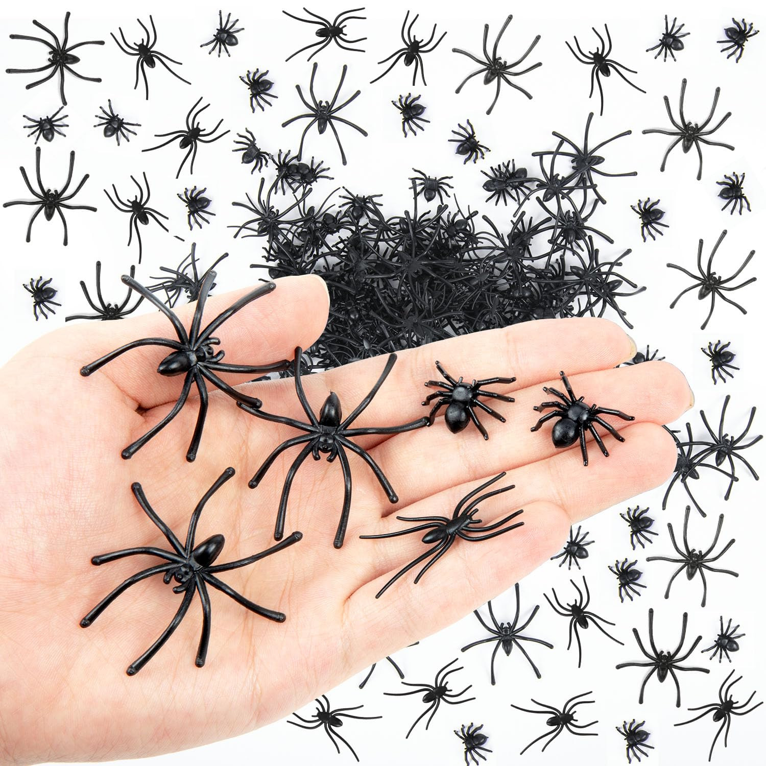 Labeol 160 PCS Fake Spiders, 3 Size Halloween Realistic Plastic Fake Spider Toys, Prank Props Bla... | Amazon (US)