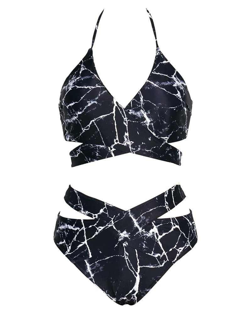 Holipick Two Piece Bikini Sets for Women High Waisted Bikini Push Up Swimsuit Halter Wrap Criss C... | Amazon (US)