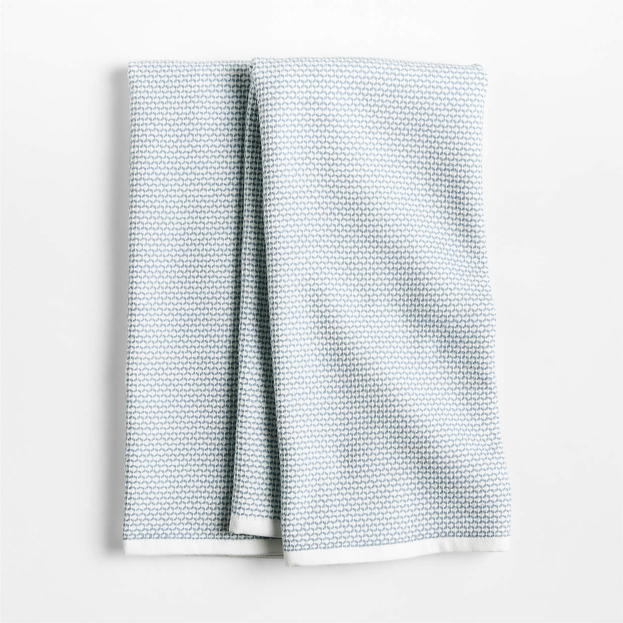 Textured Terry Harbor Blue Organic Cotton Kitchen Dish Towels, Set of 2 | Crate & Barrel