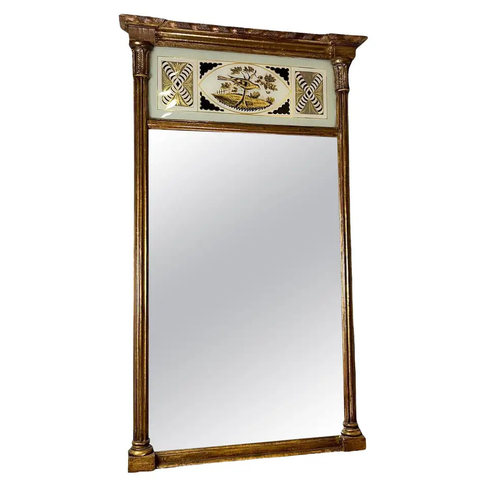 Federal Gilt-Wood & Eglomise Painted Mirror | 1stDibs
