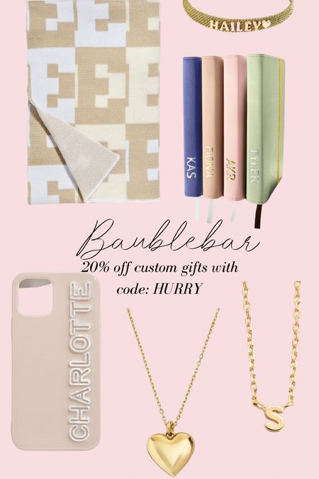 Baublebar custom gifts 20% off with code: HURRY 

Gifts for her // personalized gifts 

#LTKSeasonal #LTKGiftGuide