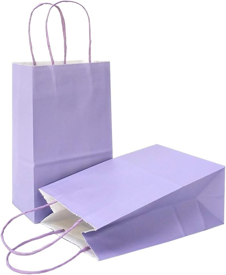 AZOWA Gift Bags Mini Small Kraft Paper Bags with Handles (4 x 2.4 x 6 in, Light Purple, 12 Pcs) | Amazon (US)