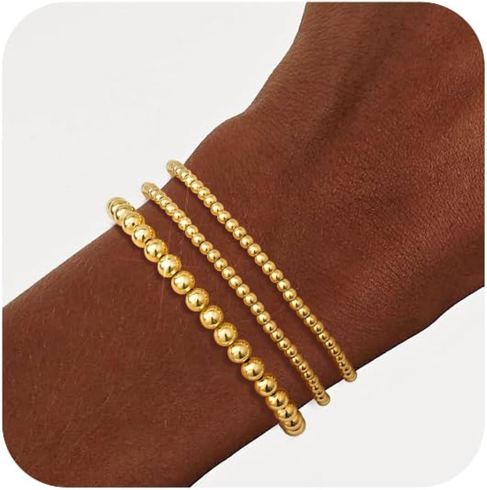 doubgood Gold Bracelets for Women, 18K Gold Plated Beaded Bracelet Sets Stackable Jewelry for Mom... | Amazon (US)